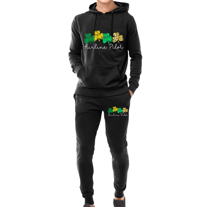 Shamrock Leopard Saint Paddys Airline Pilot St Pat Hoodie & Jogger Set | Artistshot