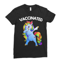 Vaccinated Dabbing Rainbow Unicorn Multi Colored Ladies Fitted T-shirt | Artistshot