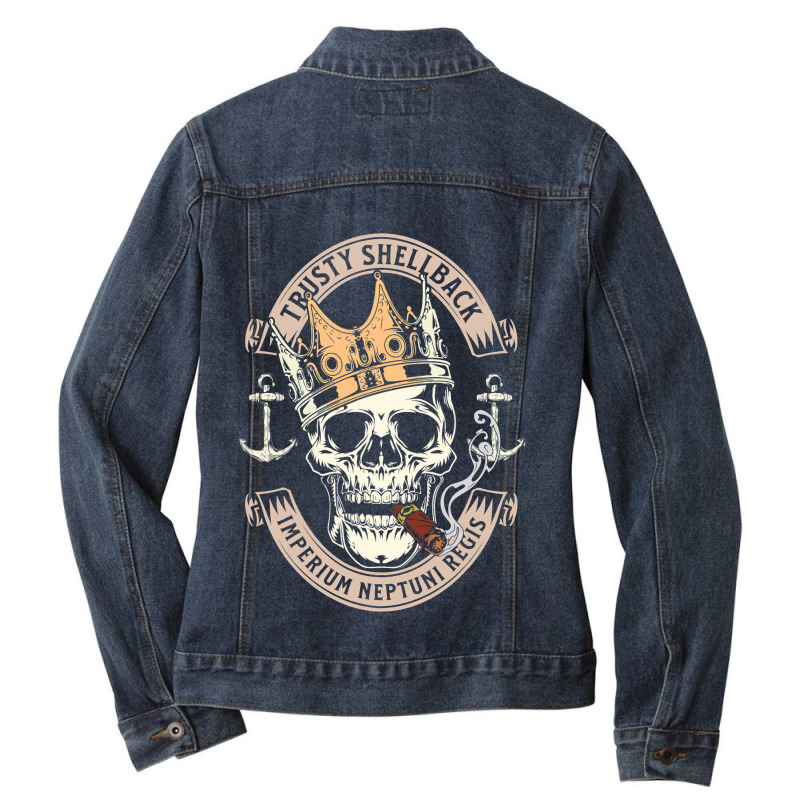 Trusty Shellback Imperium Neptuni Regis For Naval  Ladies Denim Jacket by DericLawlea | Artistshot