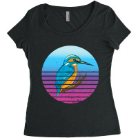 Vintage Sunset Bird Watching Birding Diving Kingfi Women's Triblend Scoop T-shirt | Artistshot