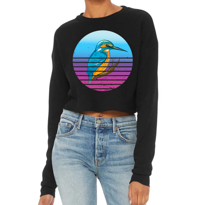 Vintage Sunset Bird Watching Birding Diving Kingfi Cropped Sweater by LizzyLafountain | Artistshot