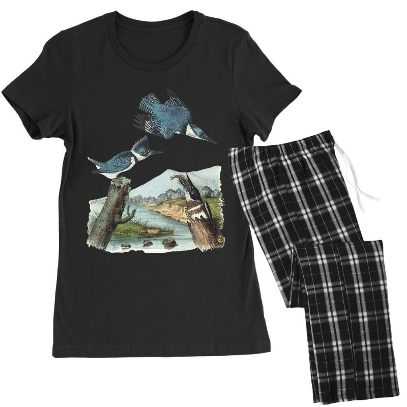 Watercolor Belted Kingfisher Bird Eat Fish Nature  Women's Pajamas Set by CalliopeEasley | Artistshot