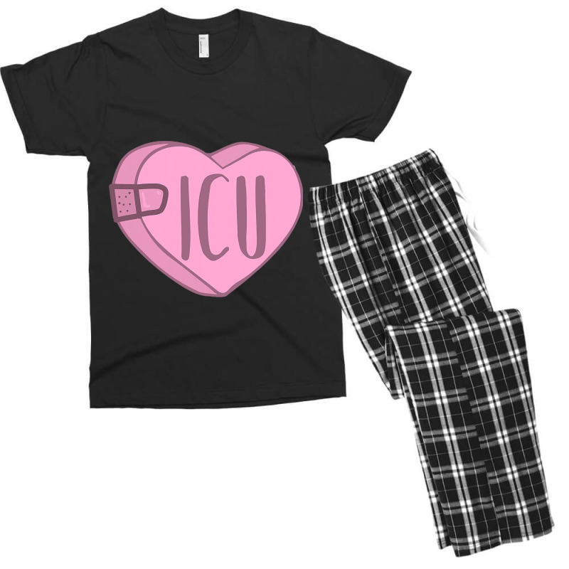 Valentines Day Icu Nurse Candy Heart With Bandaid  Men's T-shirt Pajama Set | Artistshot