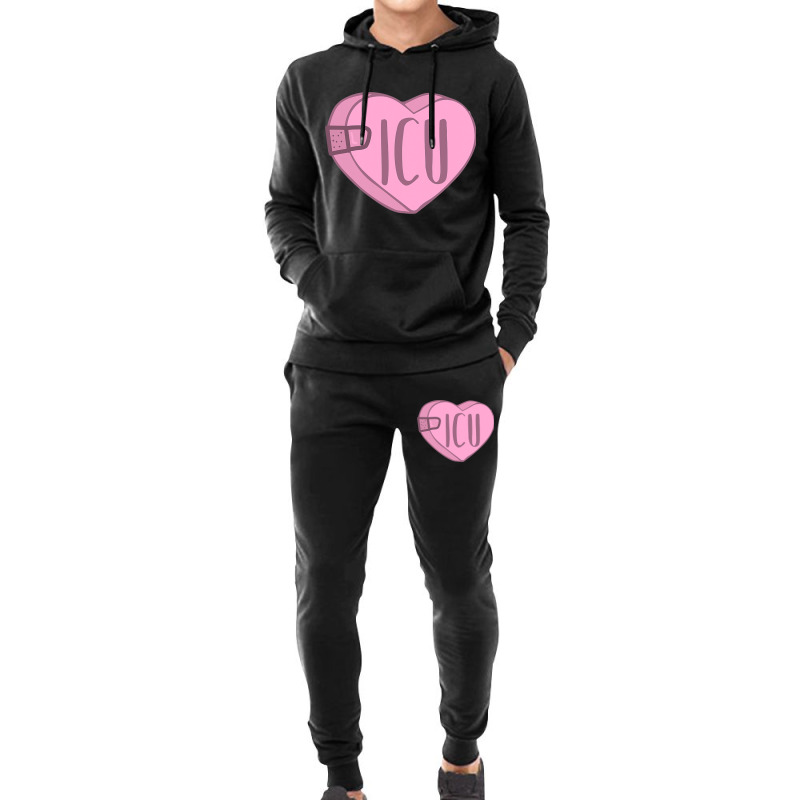 Valentines Day Icu Nurse Candy Heart With Bandaid  Hoodie & Jogger Set | Artistshot