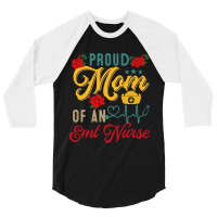 Vintage Proud Mom Of An Emt Nurse Mothers Day Flor 3/4 Sleeve Shirt | Artistshot