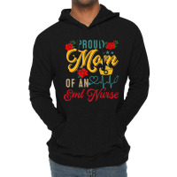 Vintage Proud Mom Of An Emt Nurse Mothers Day Flor Lightweight Hoodie | Artistshot