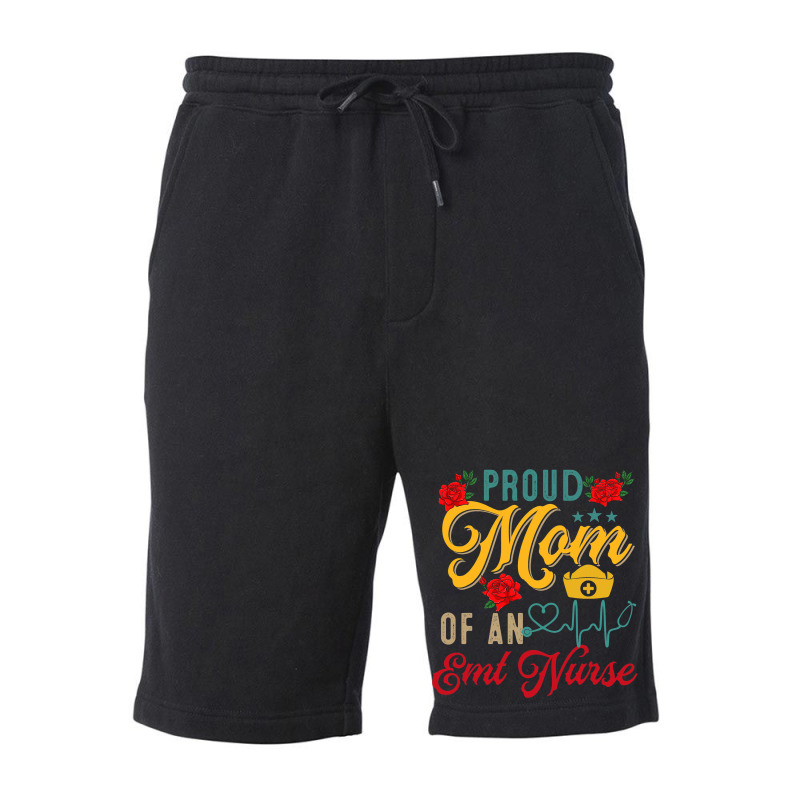 Vintage Proud Mom Of An Emt Nurse Mothers Day Flor Fleece Short | Artistshot