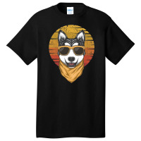 Husky Sunset Retro Basic T-shirt | Artistshot