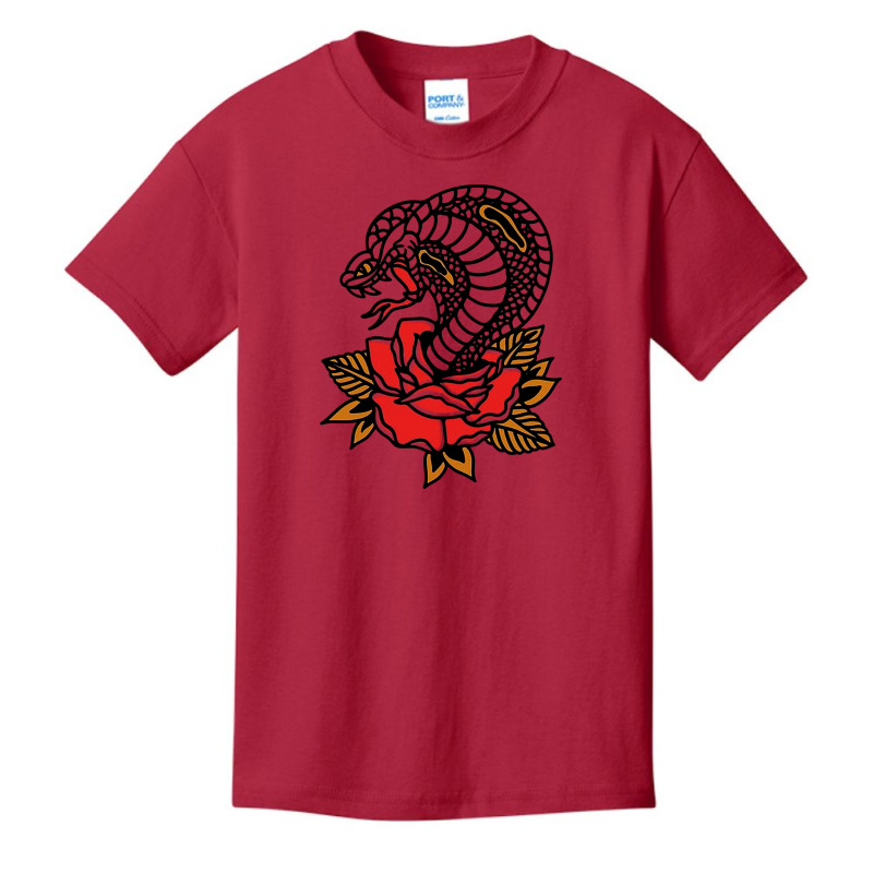 The King Cobra Snake And Rose Basic Youth T-shirt | Artistshot