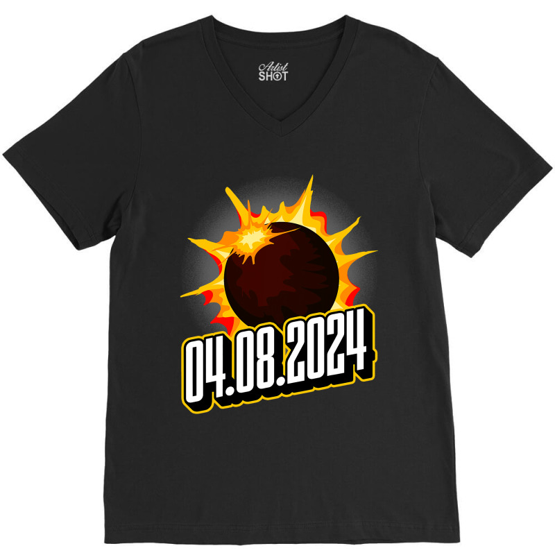 Us Total Partial Eclipse Usa American Totality 04. V-Neck Tee by JanChao | Artistshot