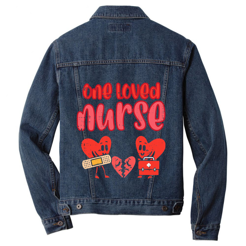 Valentines Day One Loved Nurse Heart Nursing Scrub Men Denim Jacket | Artistshot