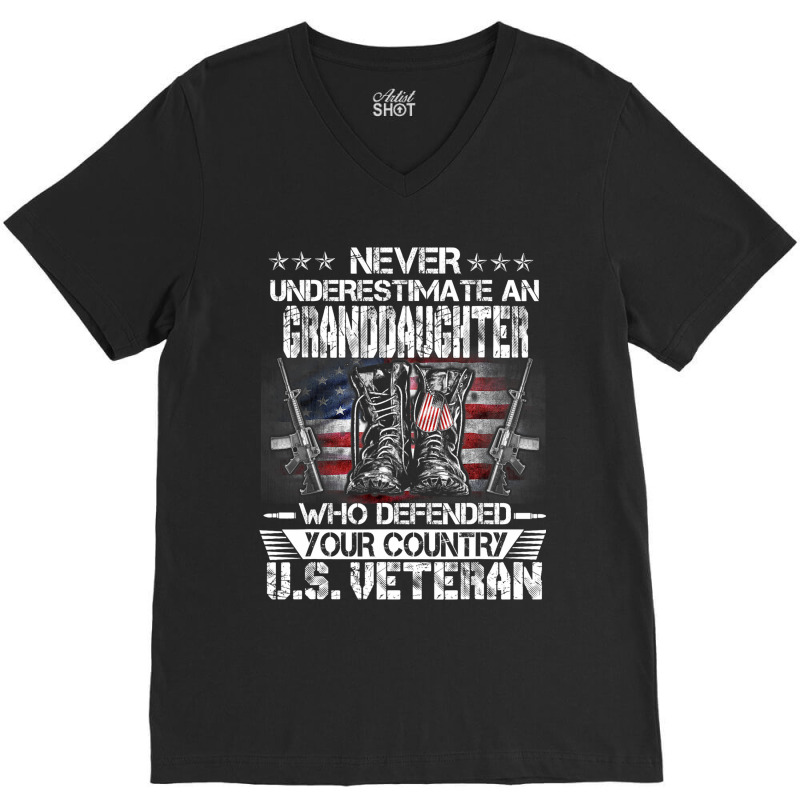 Us Veteran Granddaughter Veterans Day Us Patriot P V-neck Tee | Artistshot