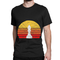 White Bishop Vintage Chess Piece Retro Sunset Dist Classic T-shirt | Artistshot