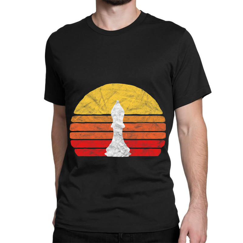 White Bishop Vintage Chess Piece Retro Sunset Dist Classic T-shirt by SiddharthaGish | Artistshot