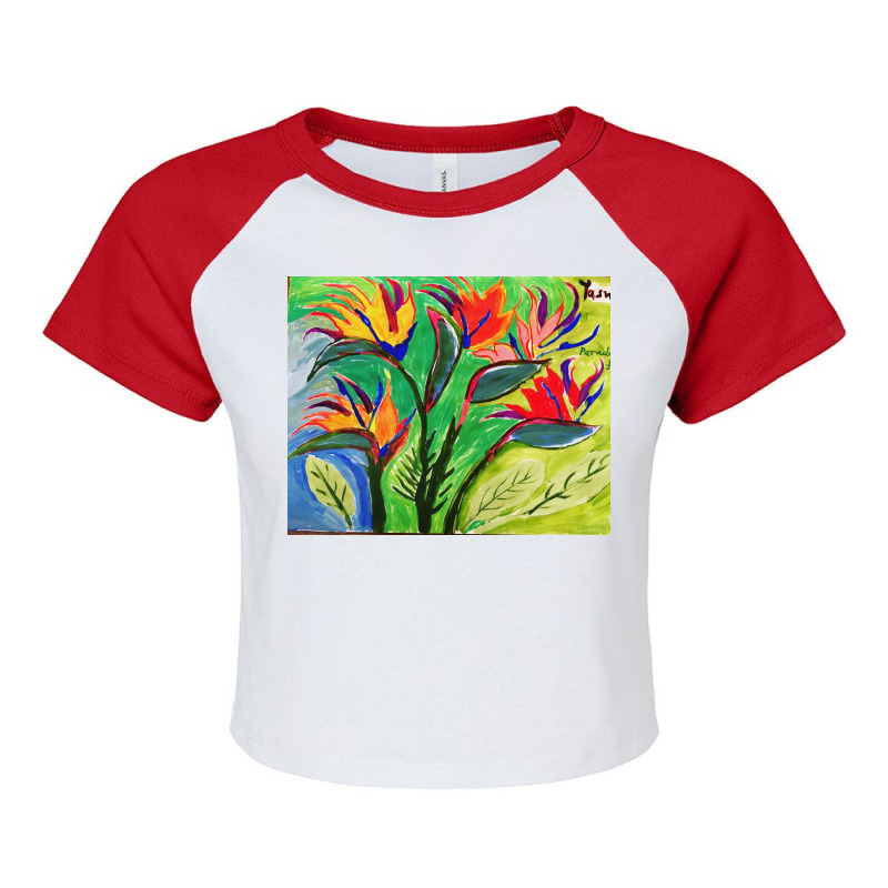 Paradise Flowers Acrylic Painting Raglan Crop Top by Angelysmina | Artistshot