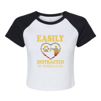 Easily Distracted By Fishing & Cats Raglan Crop Top | Artistshot