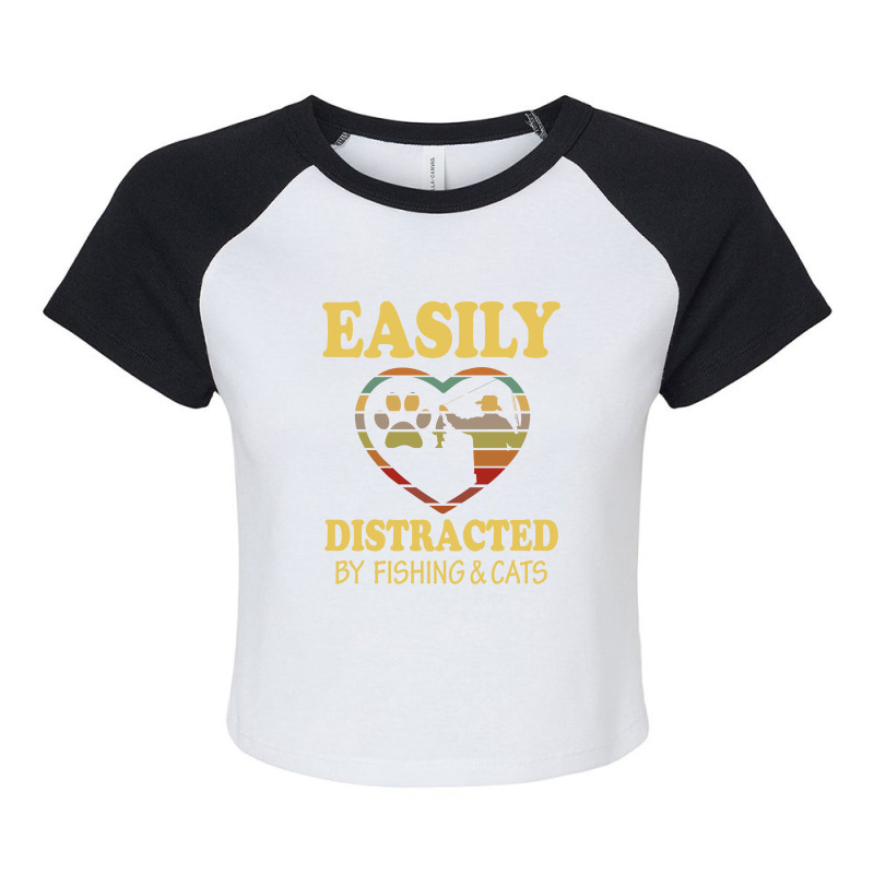 Easily Distracted By Fishing & Cats Raglan Crop Top by hoainv | Artistshot