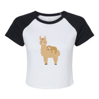 Adorable Sloth Laying On A Llama Raglan Crop Top | Artistshot