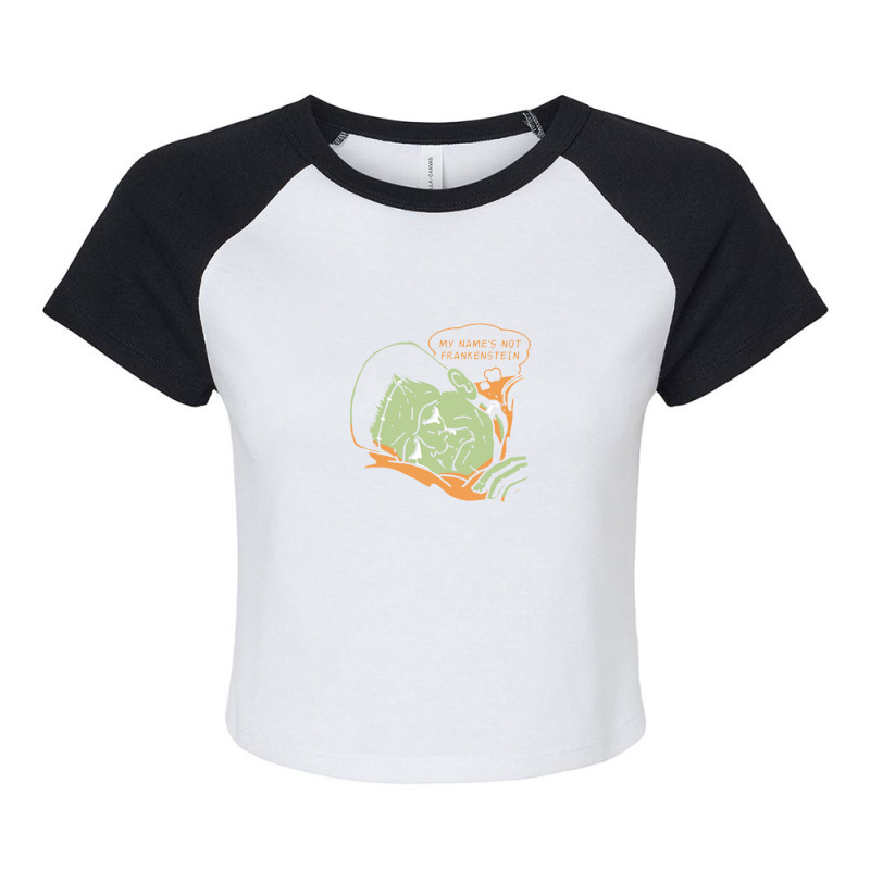 My Name's Not Frankenstein Raglan Crop Top by Gaya | Artistshot