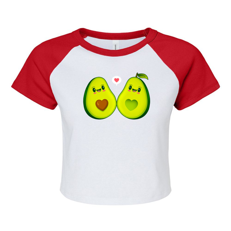 Avocados Love Cute Kawaii Art Raglan Crop Top | Artistshot