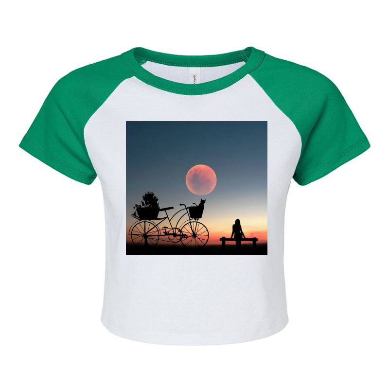 Girl On A Bicycle Raglan Crop Top | Artistshot