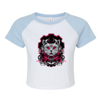 Cyber Cat Raglan Crop Top | Artistshot