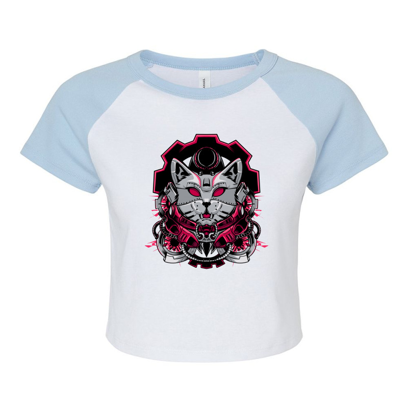 Cyber Cat Raglan Crop Top by Seratus.studio | Artistshot