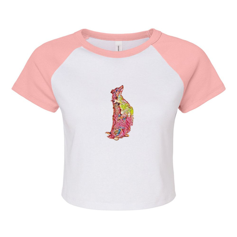 Shepherd Mix Dog On Hind Legs Raglan Crop Top by Kemnabi | Artistshot