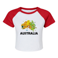 Australia T Shirt Australian Elements Fun Map Ocenia Tee Raglan Crop Top | Artistshot