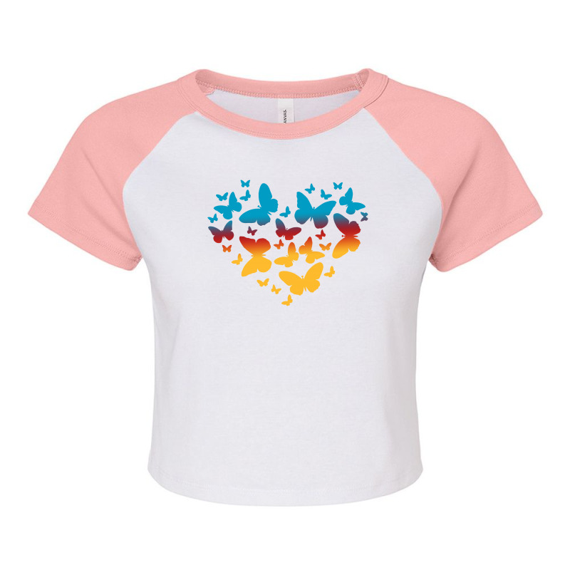 Butterfly Heart Raglan Crop Top by autlu2024 | Artistshot