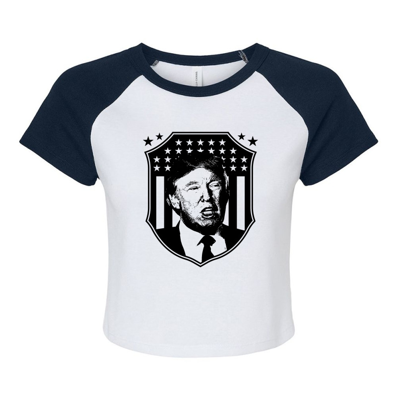 Donald Trump President 2020 - Usa Flag Gift Political Raglan Crop Top by Diogo Calheiros | Artistshot