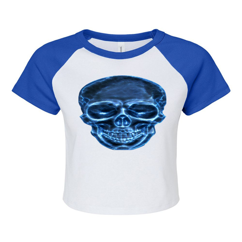 Electric Blue Skull Raglan Crop Top by sukhendu12 | Artistshot