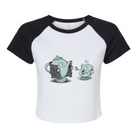 Exhibitionist Teapot Raglan Crop Top | Artistshot