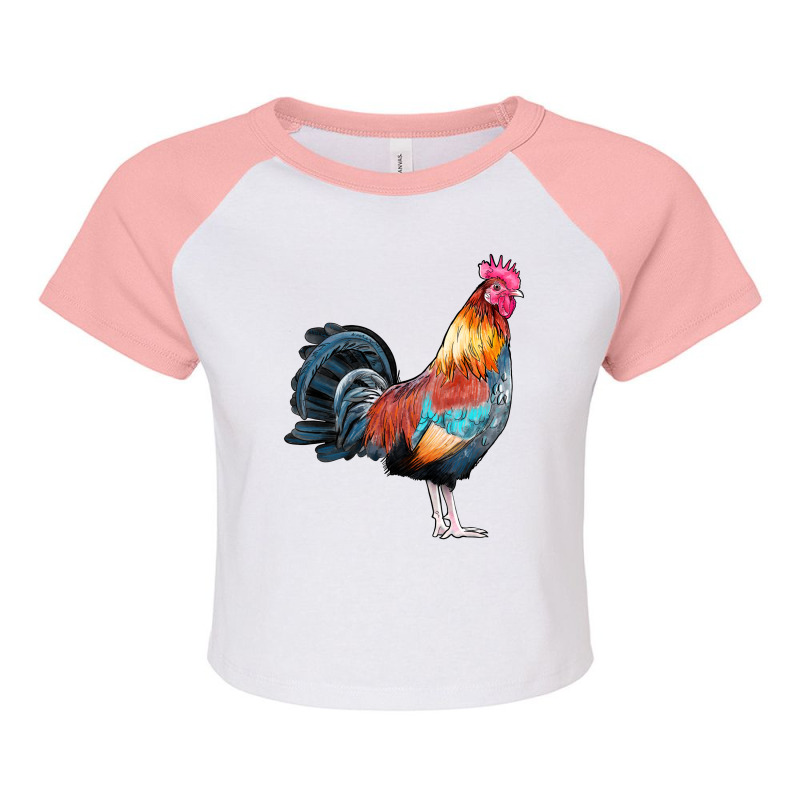 Watercolor Clipart Rooster Raglan Crop Top | Artistshot