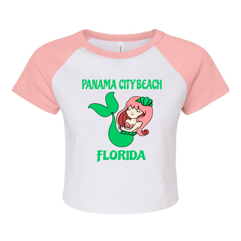 Panama City Beach Cute Mermaid Florida Raglan Crop Top by atereabag | Artistshot