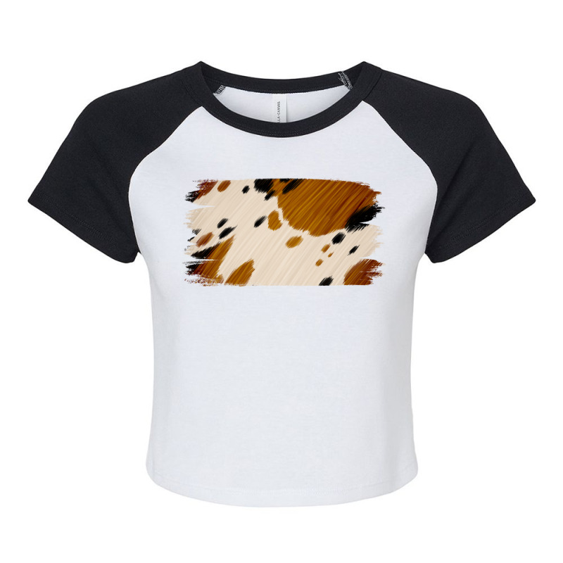 Cowhide Black And Light Brown Brushstroke Raglan Crop Top | Artistshot