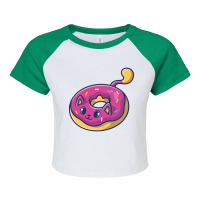 Cute Cat In A Doughnut Raglan Crop Top | Artistshot