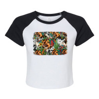 Western Rodeo Background Raglan Crop Top | Artistshot