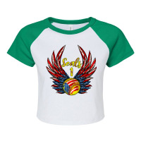 Angel Wings Softball Raglan Crop Top | Artistshot