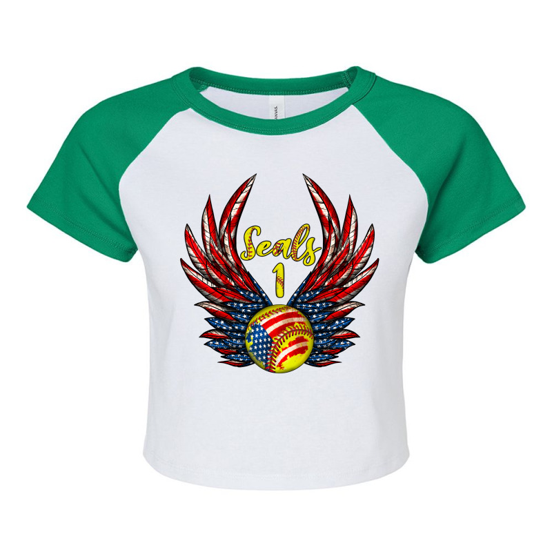 Angel Wings Softball Raglan Crop Top by Jasminsmagicworld | Artistshot