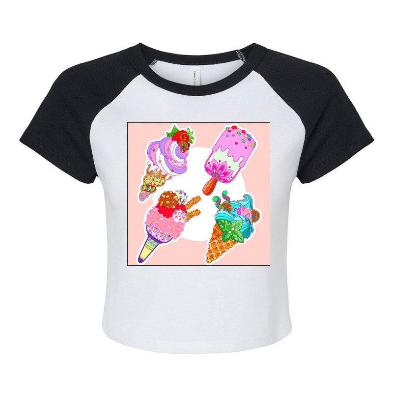 Ice Cream Day Raglan Crop Top by Artango | Artistshot