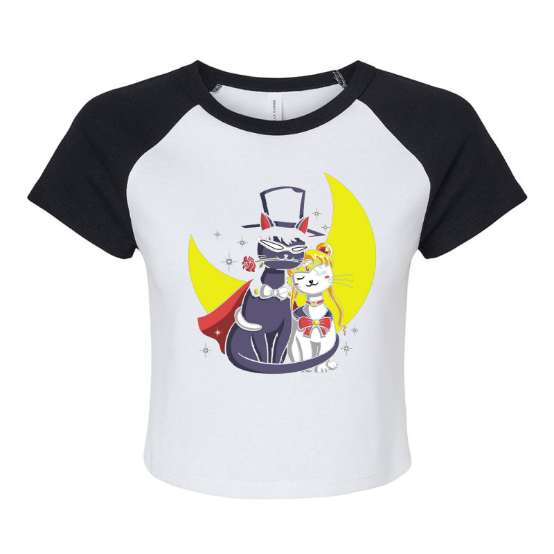 Moonlight Cats Raglan Crop Top by Valerie_Art | Artistshot