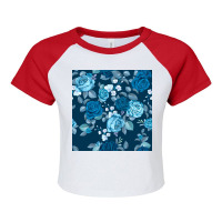 Classic Blue Flowers Seamless Pattern Raglan Crop Top | Artistshot