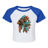 Western Patterned Headdress Native American Raglan Crop Top | Artistshot