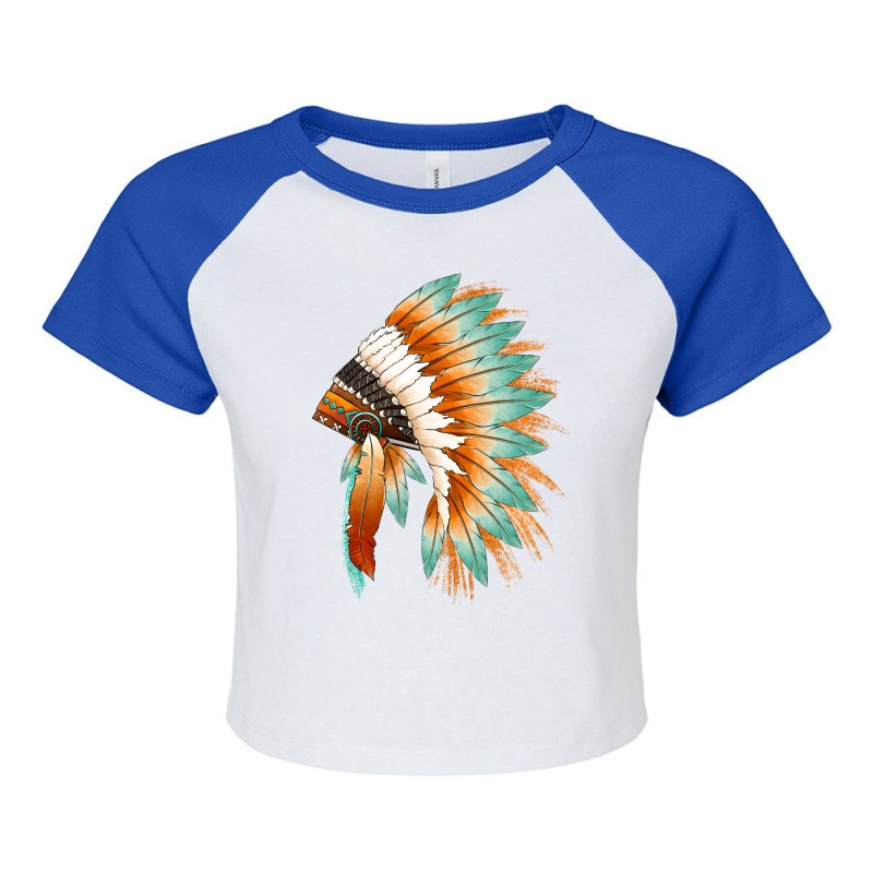 Western Headdress Native American Headdress Raglan Crop Top | Artistshot