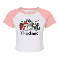 My First Christmas Baby Snowman Raglan Crop Top | Artistshot