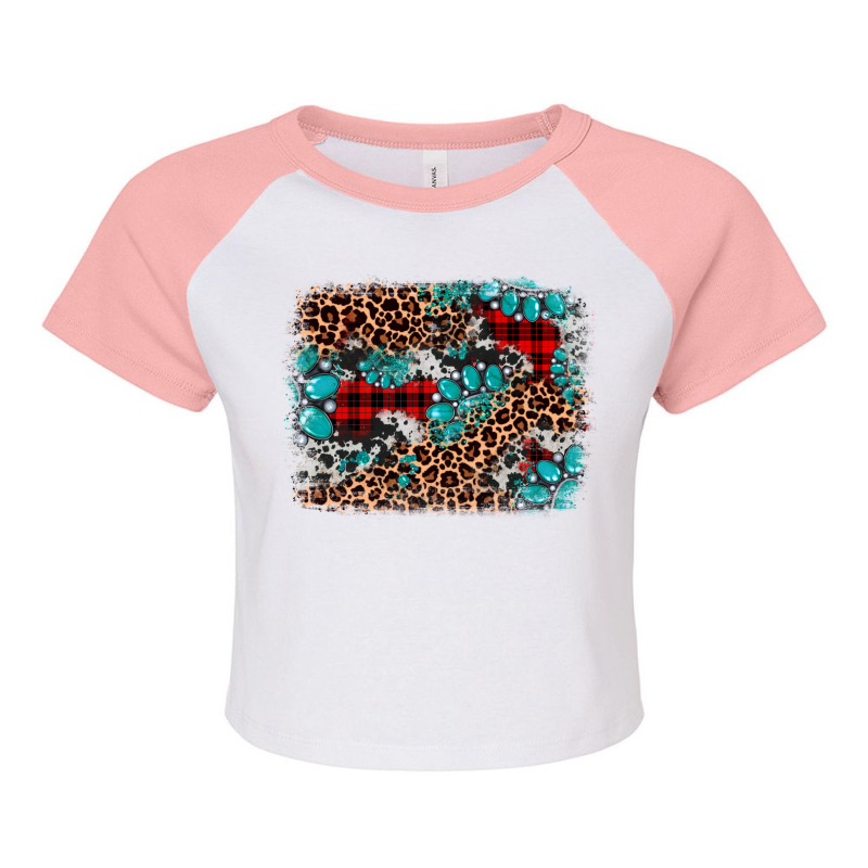 Gemstone Leopard Christmas Background Raglan Crop Top | Artistshot