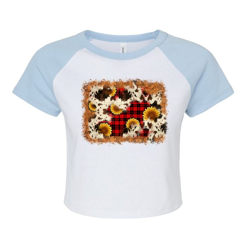 Christmas Cowhide Sunflower Background Raglan Crop Top | Artistshot