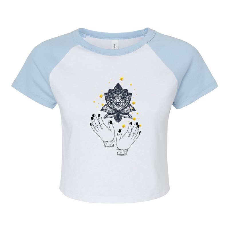 Lotus Flowers Raglan Crop Top by Pompoyo | Artistshot