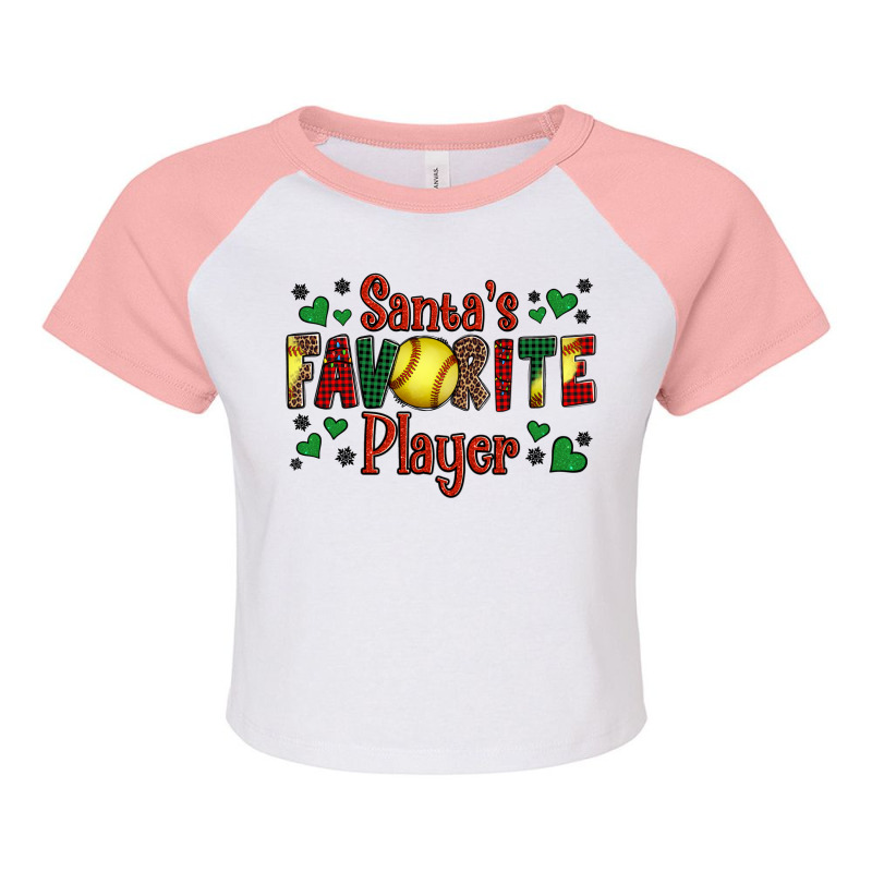 Santa's Favourite Player Christmas Softball Game Raglan Crop Top | Artistshot